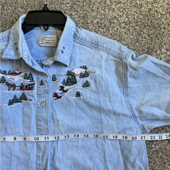 Northern Treasures Vintage Denim Button Down Christmas Winter Casual Medium - Picture 6 of 7